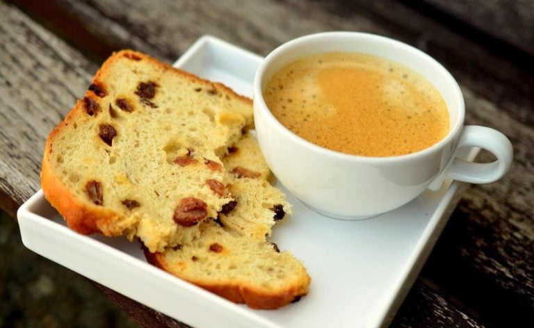 plate with coffee and toast